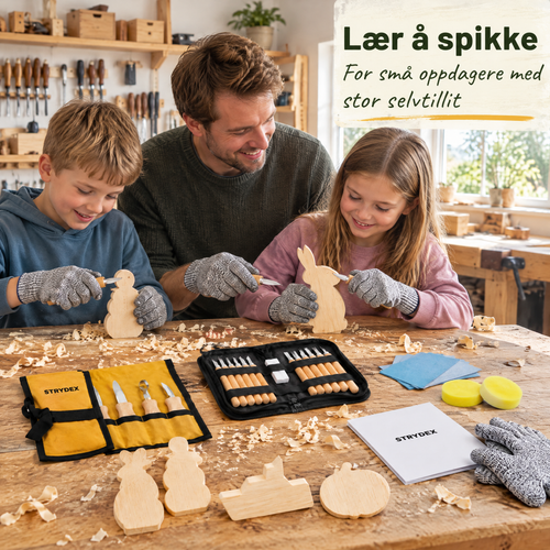 Mitt første spikkeprosjekt – komplett spikkesett med kniver og treemner