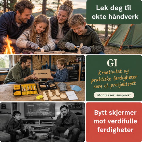 Mitt første spikkeprosjekt – komplett spikkesett med kniver og treemner