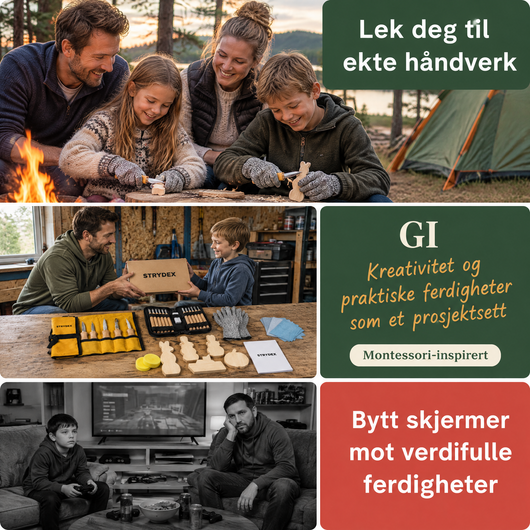 Familie spikker ved bålet