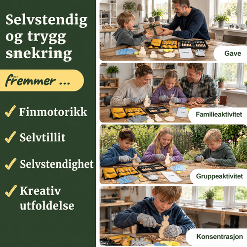 Mitt første spikkeprosjekt – komplett spikkesett med kniver og treemner